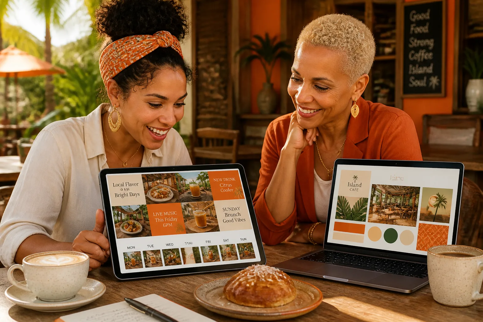 Illustrative social media & strategy scene showing a person with their work