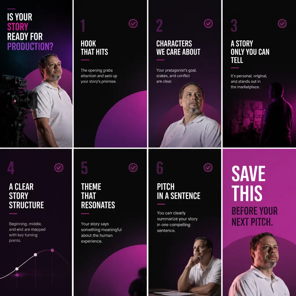 Saved generated film project-readiness visual featuring Tristan and a designed checklist